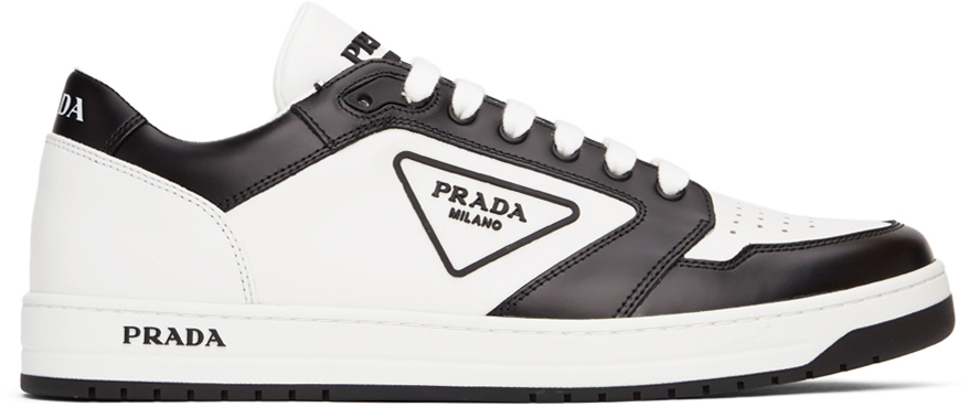 Prada: White & Black Downtown Sneakers | SSENSE Canada