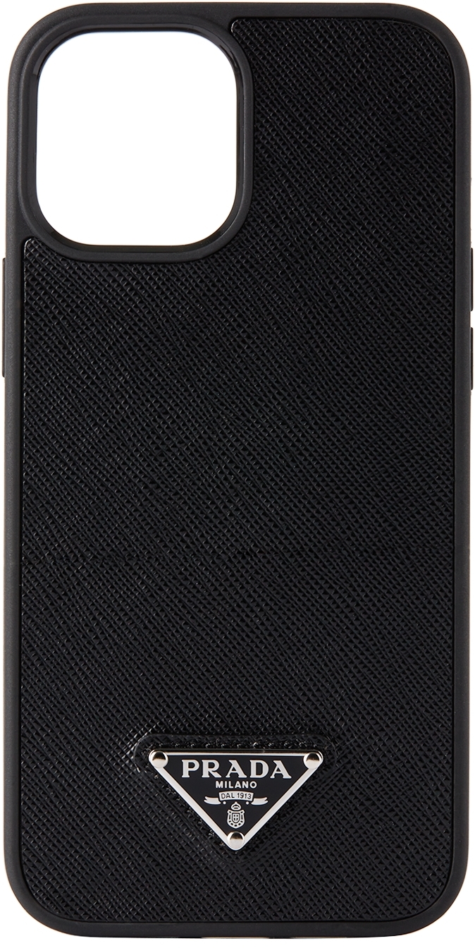 Black Saffiano iPhone 12 Pro Max Case by Prada | SSENSE