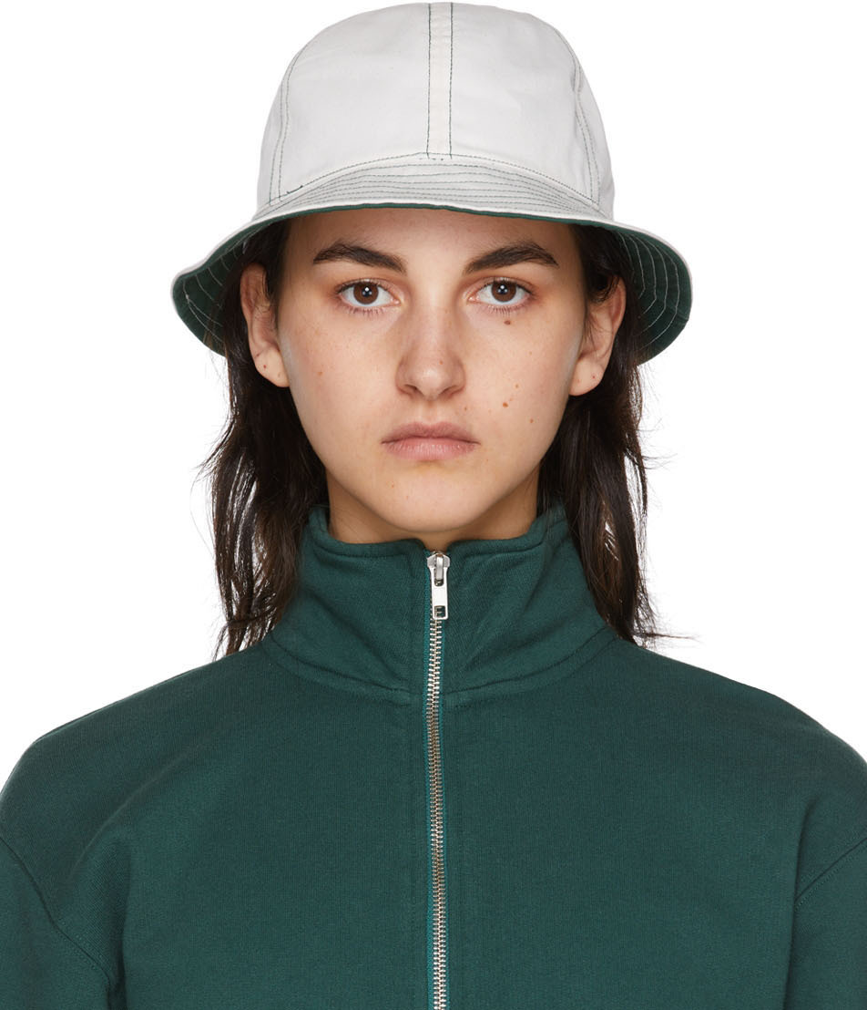 Palmes Reversible Off-White & Green Horne Bucket Hat