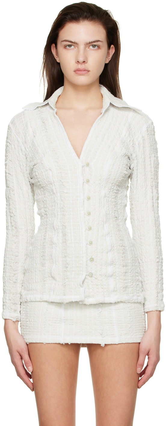 Luna Del Pinal Off-White Stretch Weave Shirt
