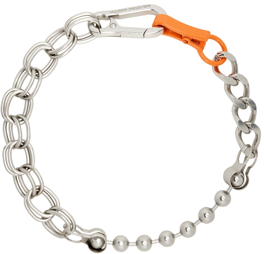 Heron Preston Silver & Orange Multichain Necklace