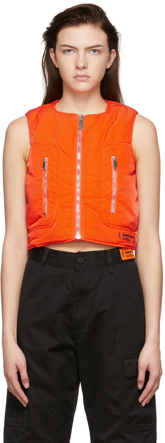 Heron Preston Utilitarian Washed Nylon Vest In Orange | ModeSens