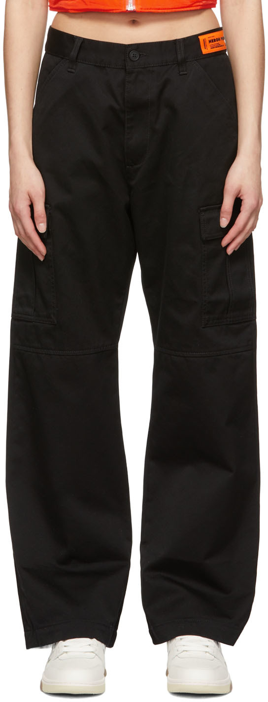 Black Cotton Cargo Pants by Heron Preston on Sale