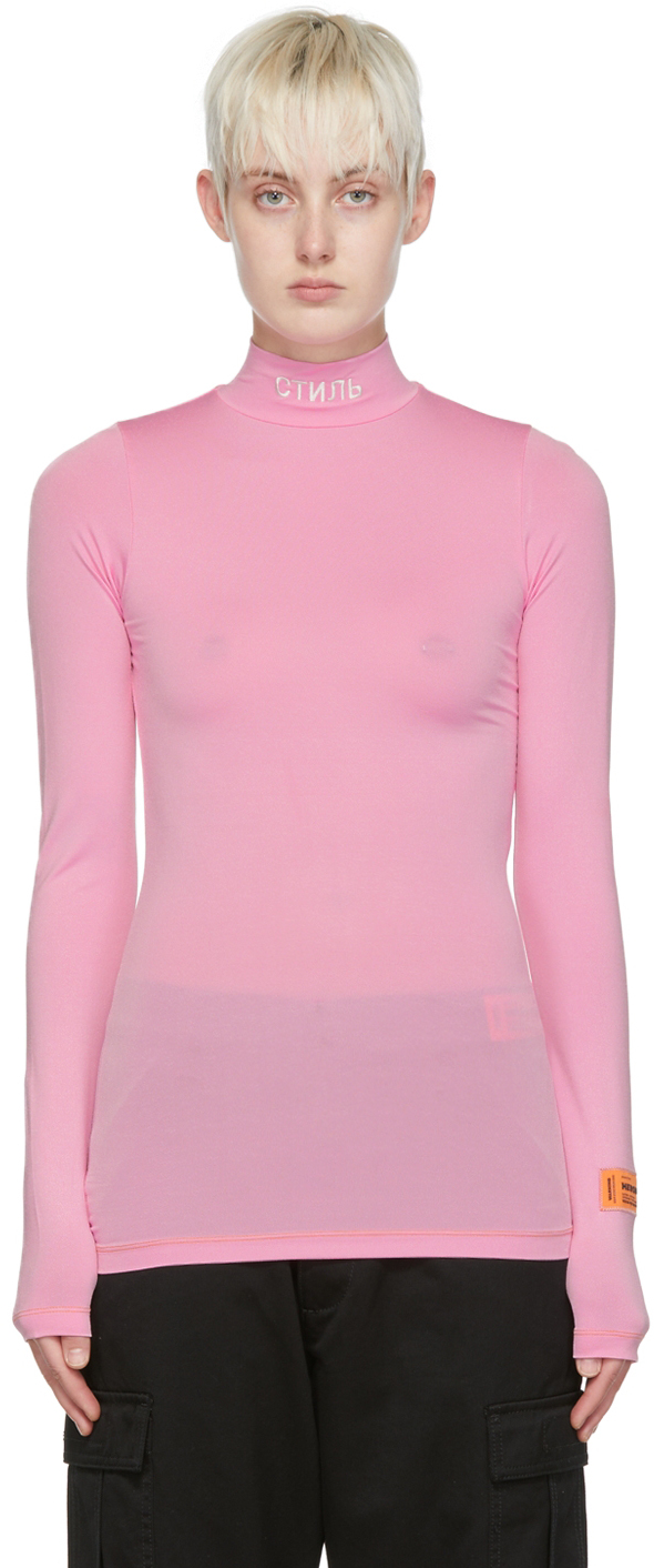 Shop Heron Preston Pink Viscose Long-sleeve T-shirt In 001 Pink White