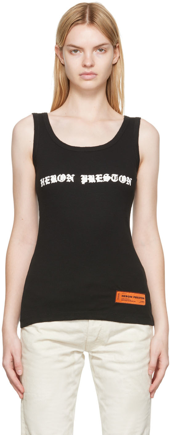 Heron Preston Black Cotton Tank Top