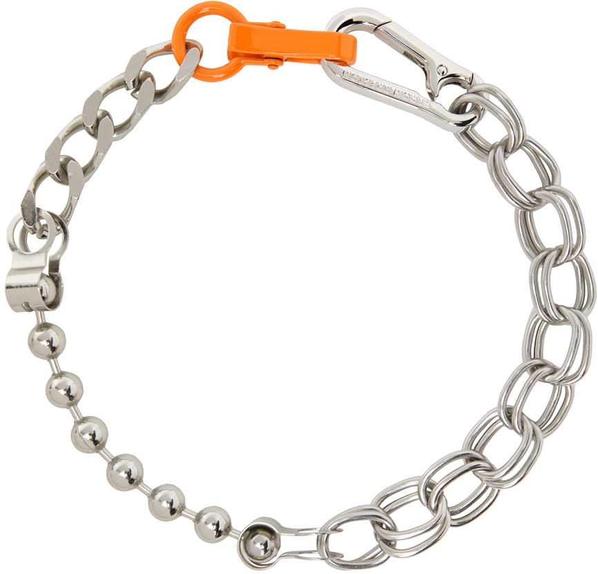 Heron Preston Silver & Orange Multichain Necklace