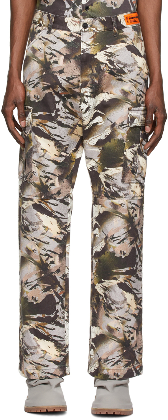 Heron Preston Camouflage-print Cargo Trousers In Green | ModeSens