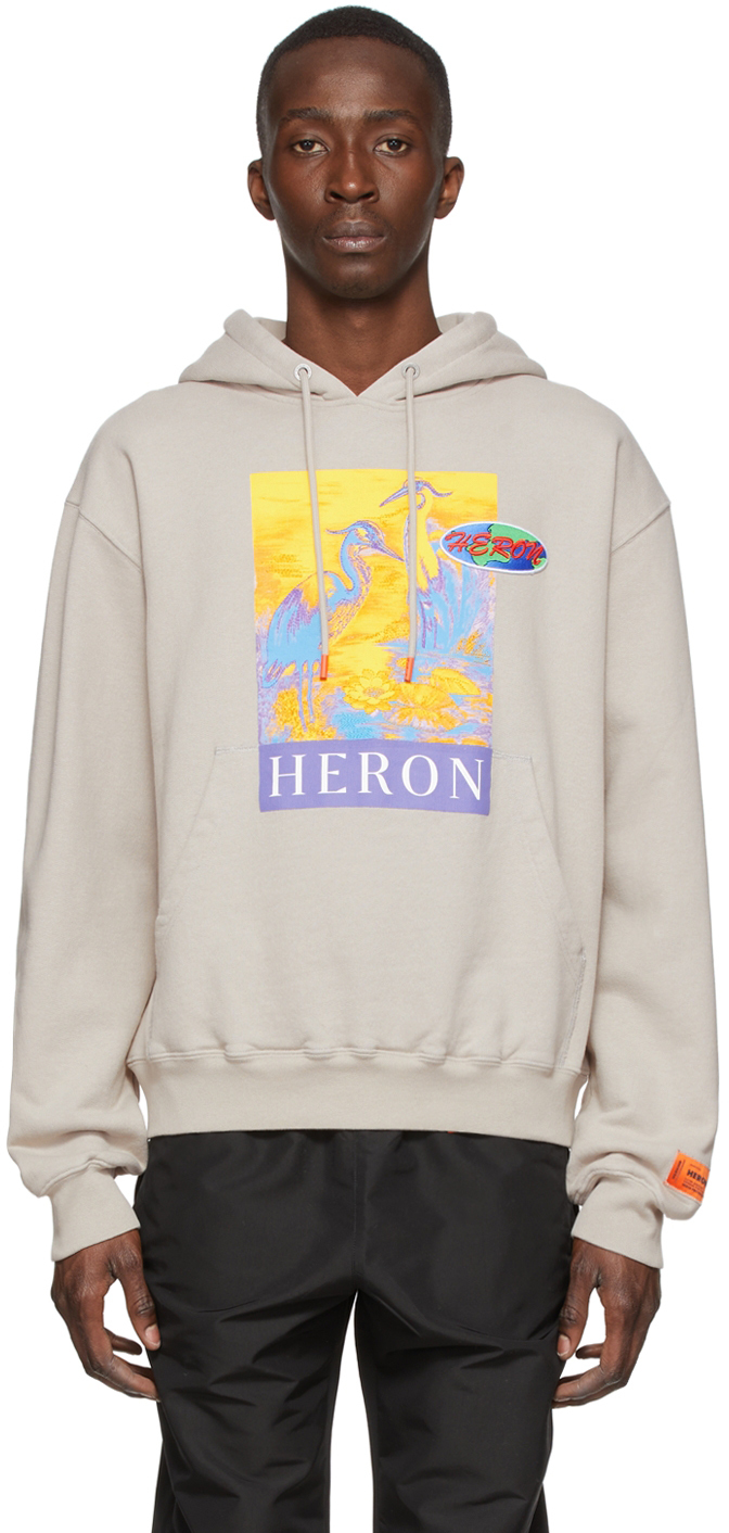 Heron Preston Logo-print Cotton Hoodie In Neutrals