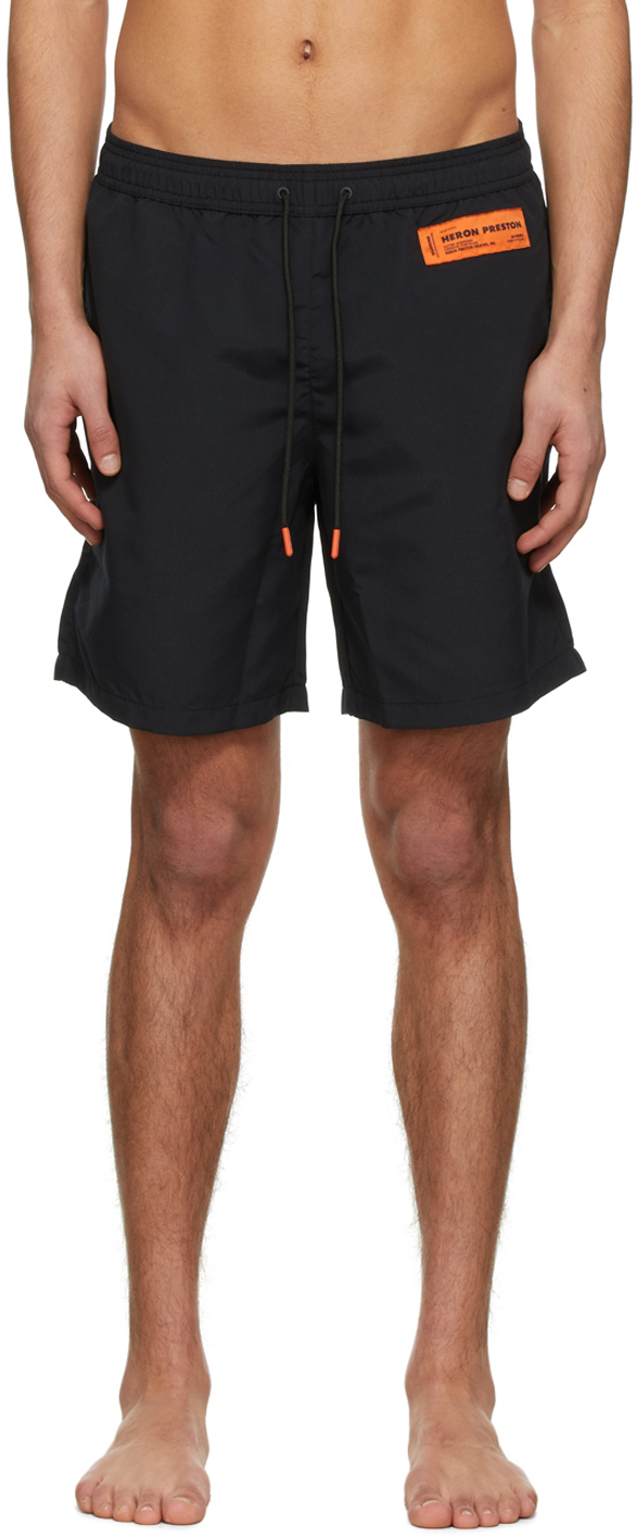 Black Polyester Swim Shorts