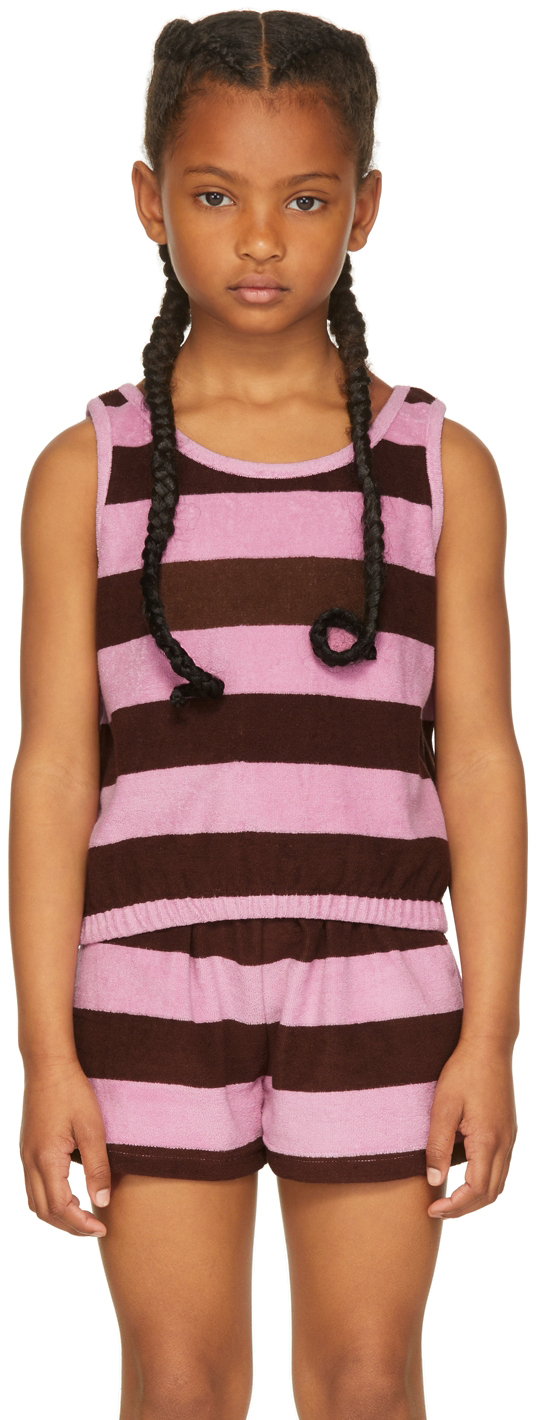 MAED FOR MINI KIDS PINK & BROWN CUDDLY CUSCUS TANK TOP