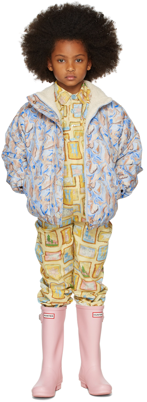 Helmstedt Ssense Exclusive Kids Blue Maisema Jacket In Abstract Pinguine