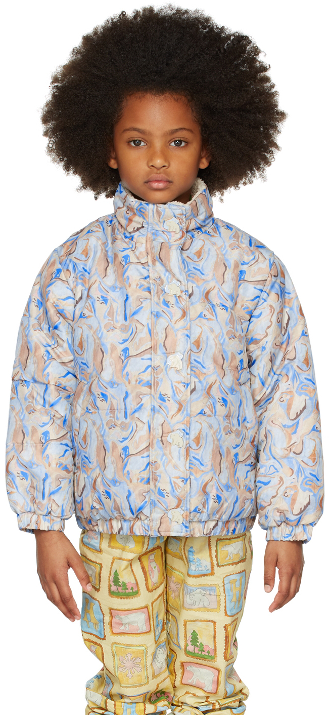 Helmstedt Ssense Exclusive Kids Blue Maisema Jacket In Abstract Pinguine