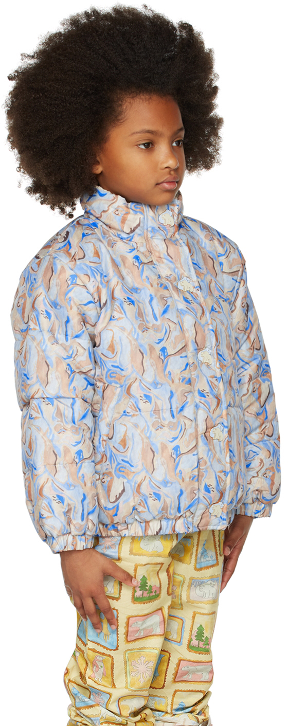 Helmstedt Ssense Exclusive Kids Blue Maisema Jacket In Abstract Pinguine