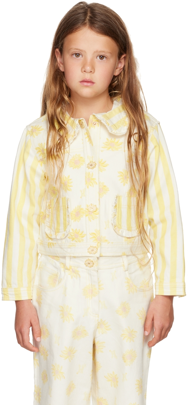 Helmstedt Ssense Exclusive Kids Off-white Ebi Denim Jacket In Yellow