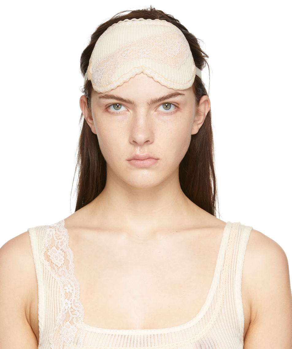 Vaillant Studio Ssense Exclusive Beige Lace Capsule Sleep Mask In Winter White