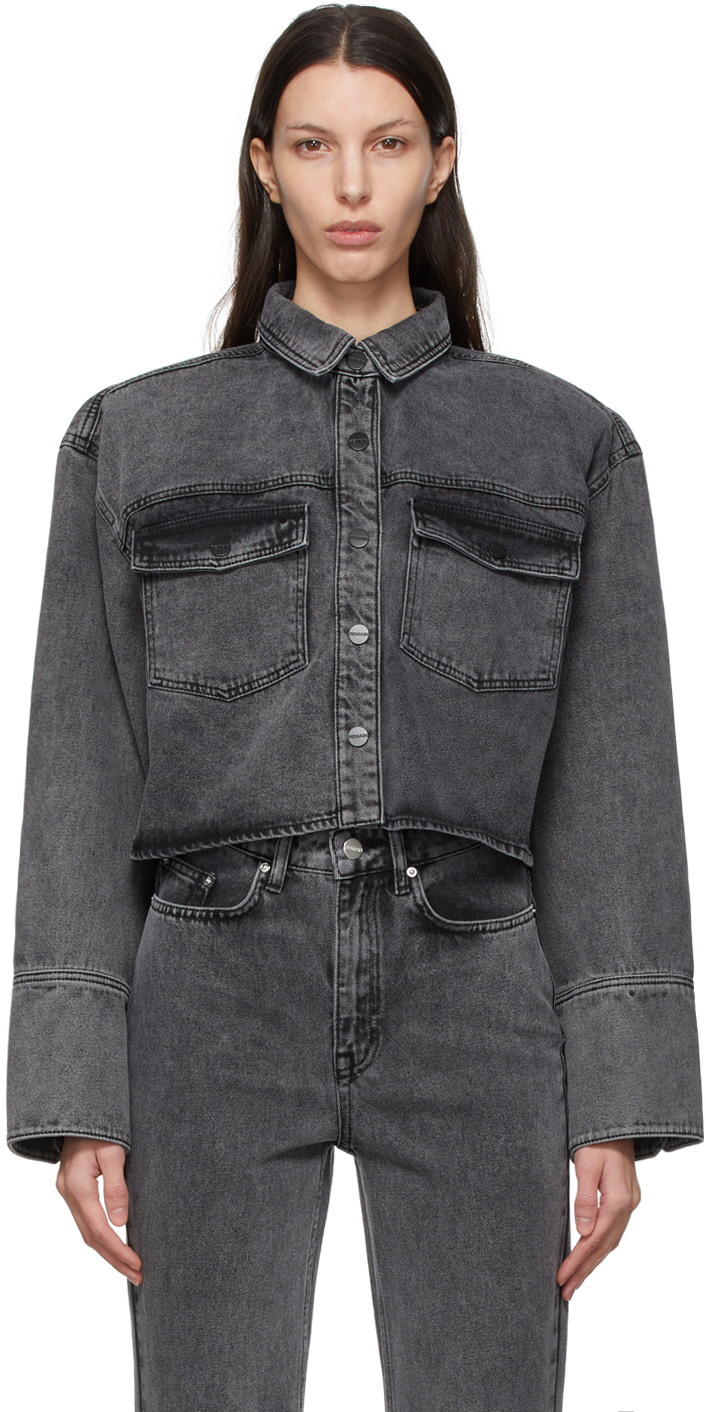 grey cropped denim jacket