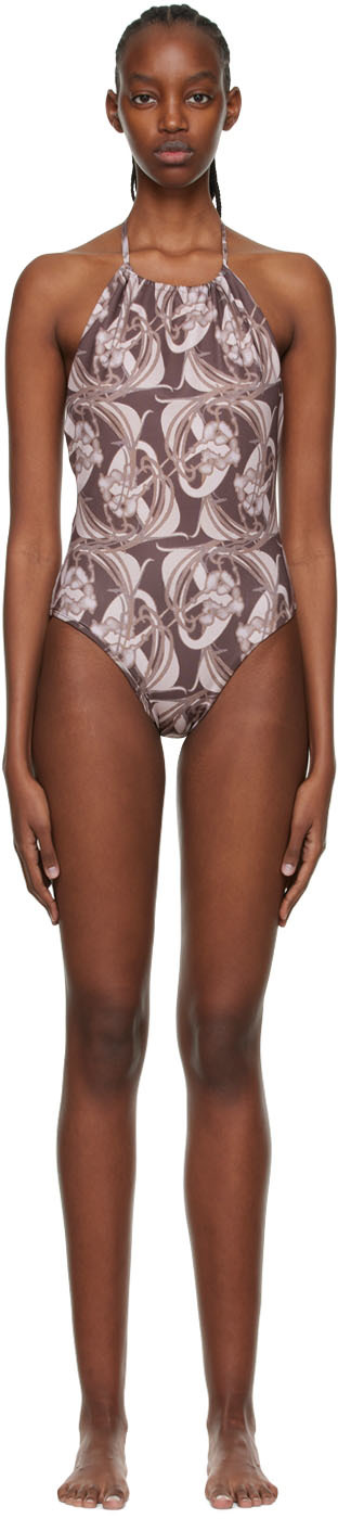 Anne Isabella Ssense Exclusive Brown One-piece Swimsuit In Adele Brown