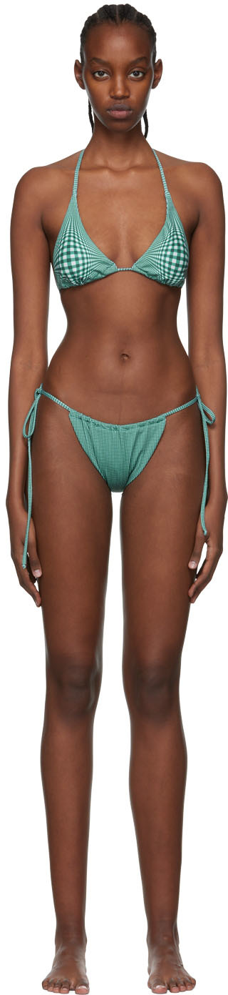 Anne Isabella SSENSE Exclusive Green Nylon Bikini Set