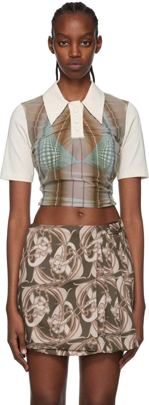 Anne Isabella Khaki Polyester Polo