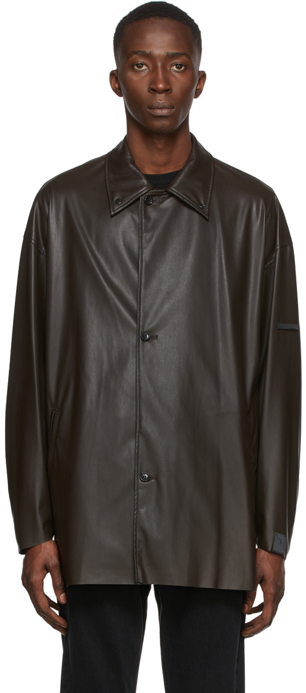 N.Hoolywood Brown Faux-Leather Jacket | Smart Closet