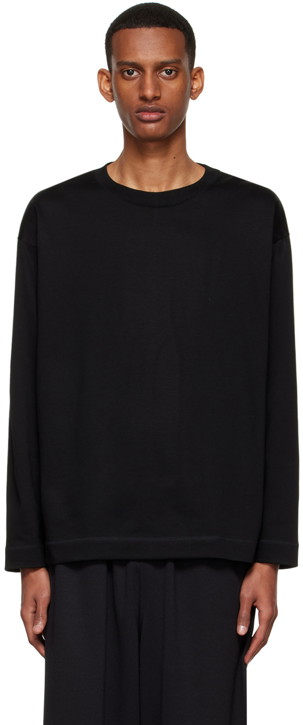 N.Hoolywood Black Cotton Long Sleeve T-Shirt | Smart Closet