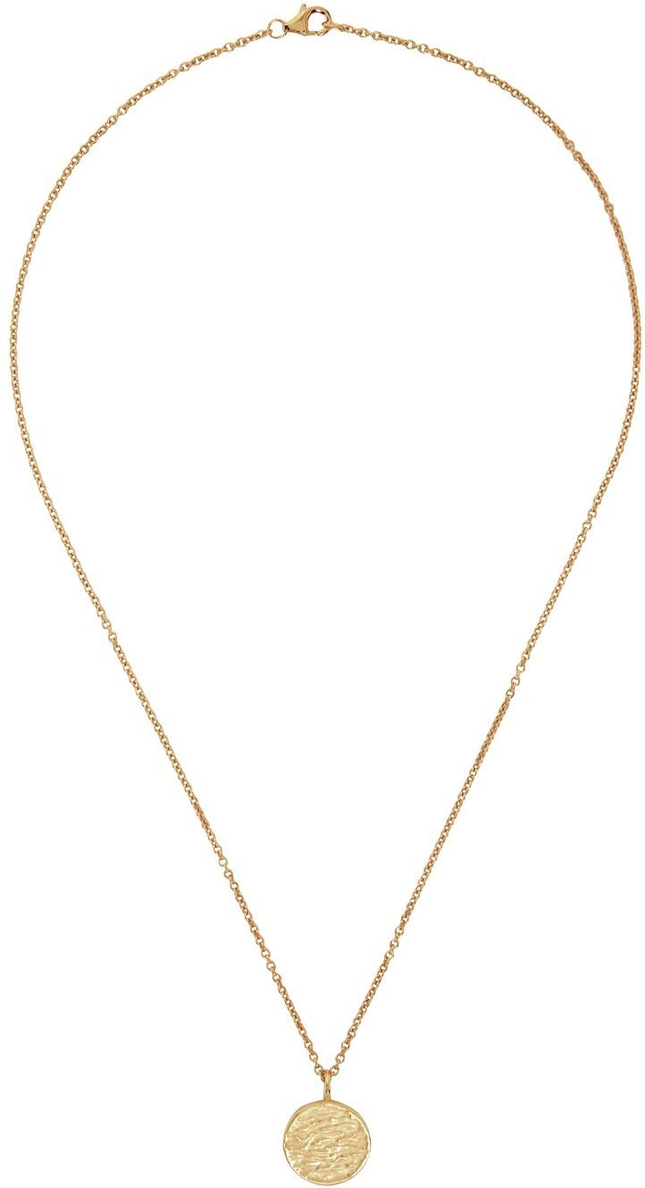 Gold Round Pendant Necklace by HANREJ on Sale