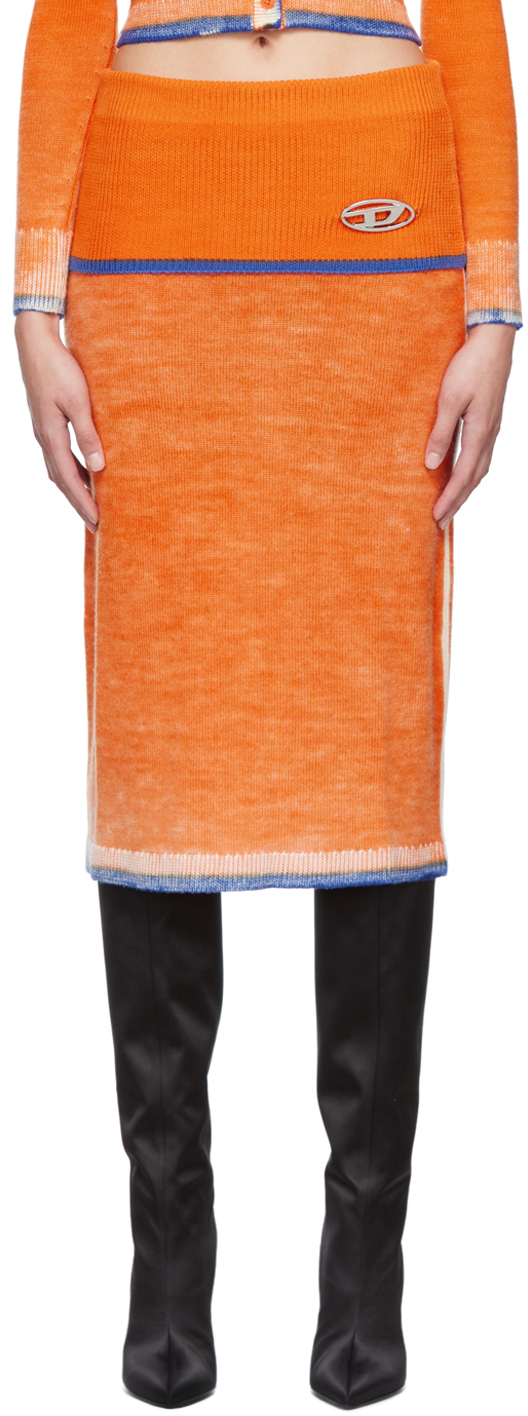 Diesel Orange M-Arilou Midi Skirt