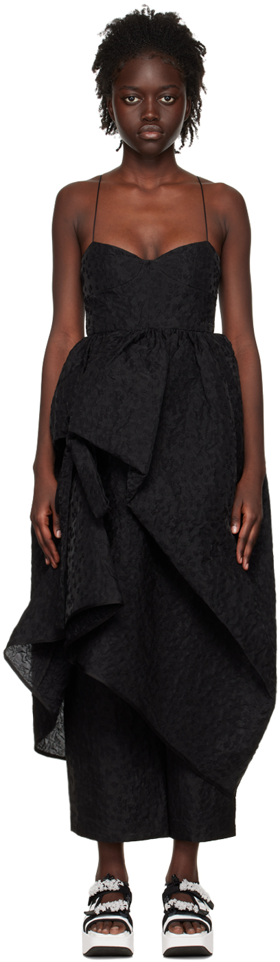 Cecilie Bahnsen: SSENSE Canada Exclusive Black Feo Midi Dress | SSENSE