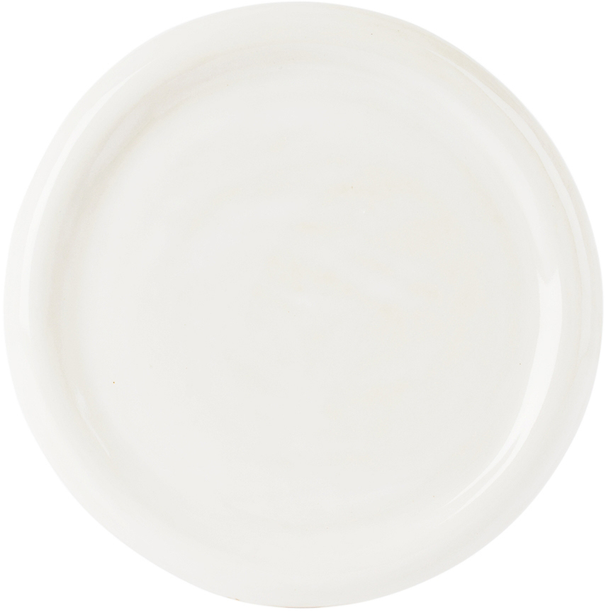 Bombac White Glazed Plate In Cotton