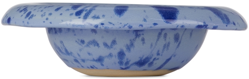 Bombac Blue Splatter Small Bowl In Dove With Blue Splat