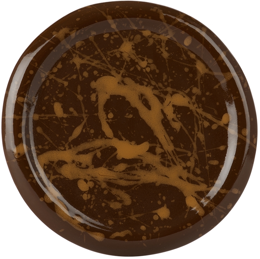 Bombac Brown Splatter Plate In Brown With Teddy Spl