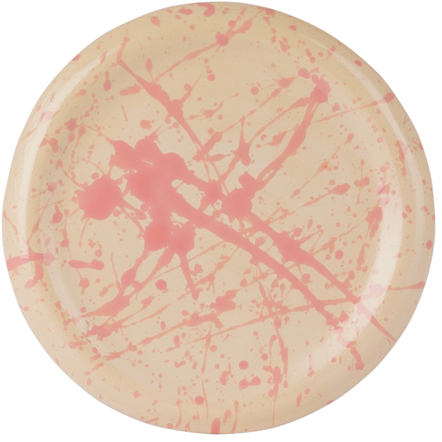 Bombac Off-white & Pink Splatter Plate In Transparent Ground +