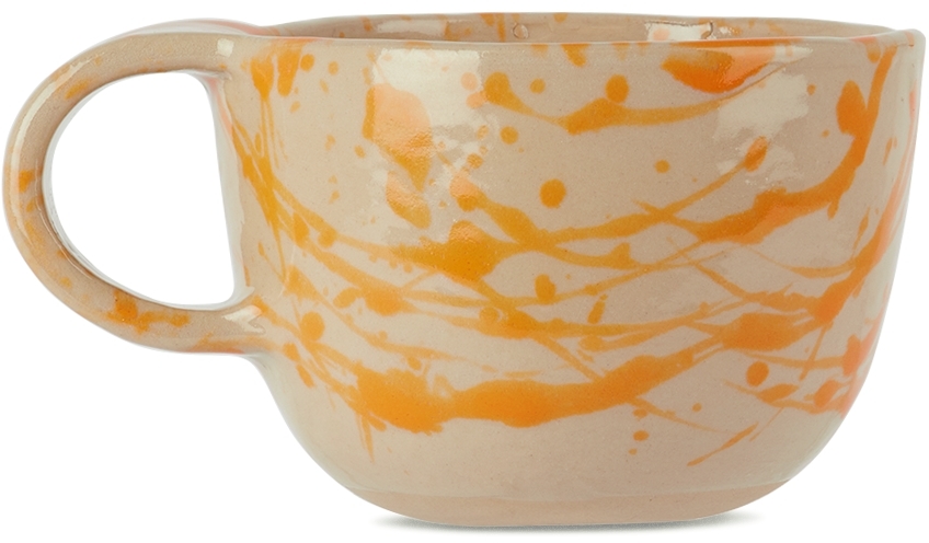 Bombac Off-white & Orange Splatter Mug In Transparent With Ora