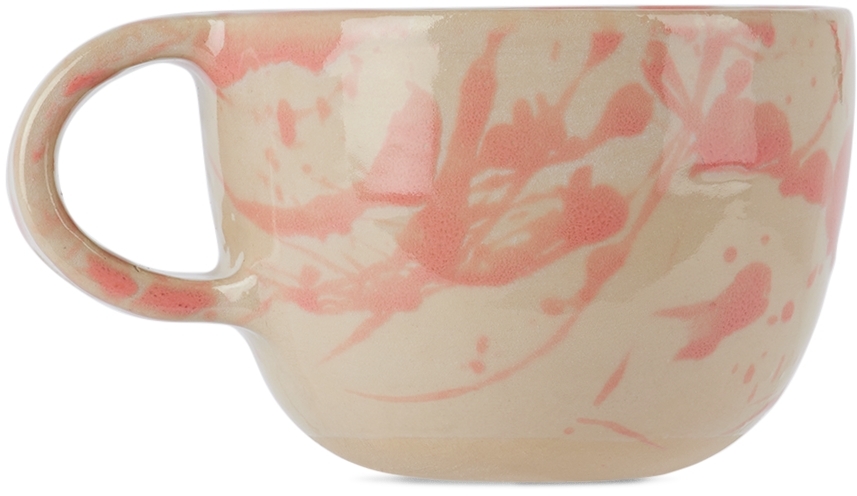Bombac Off-white & Pink Splatter Mug In Transparent Ground +