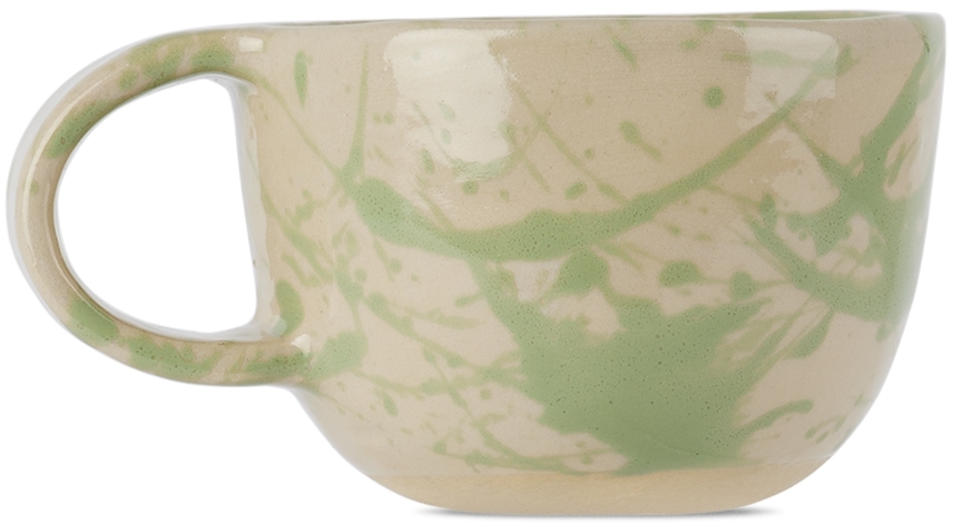Bombac Off-white & Green Splatter Mug In Tran+creamgreensplat