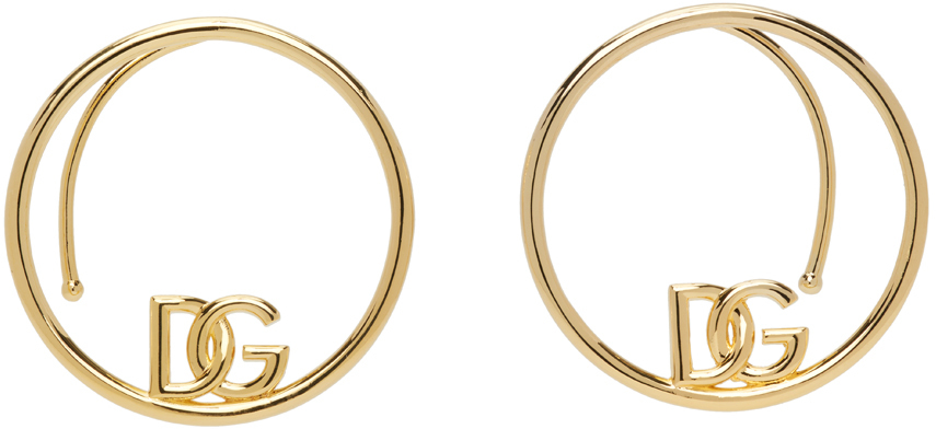 Dolce & Gabbana Gold Logo Hoop Ear Cuffs