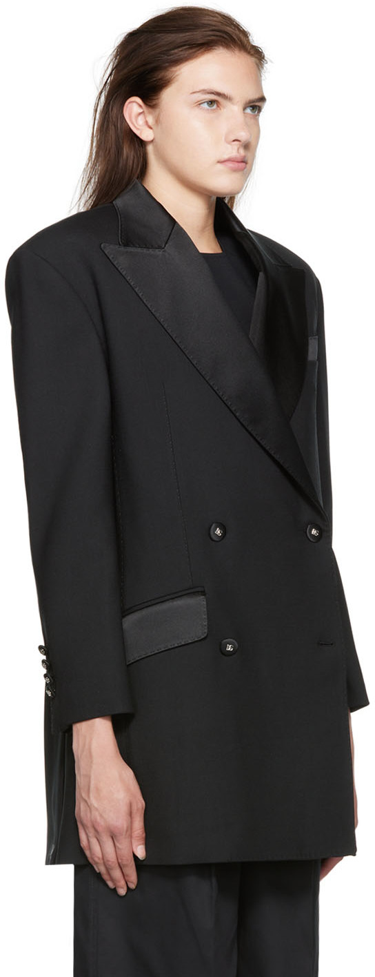 Dolce & Gabbana Double-breasted Oversized Tuxedo Blazer In N0000 Nero