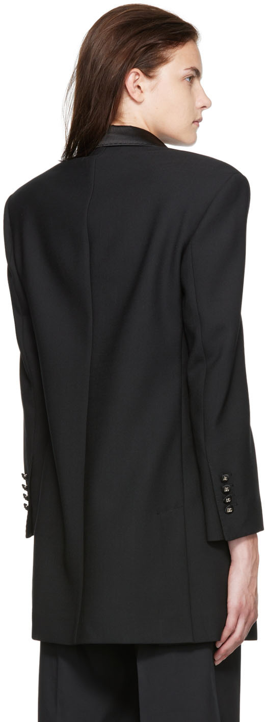 Dolce & Gabbana Double-breasted Oversized Tuxedo Blazer In N0000 Nero