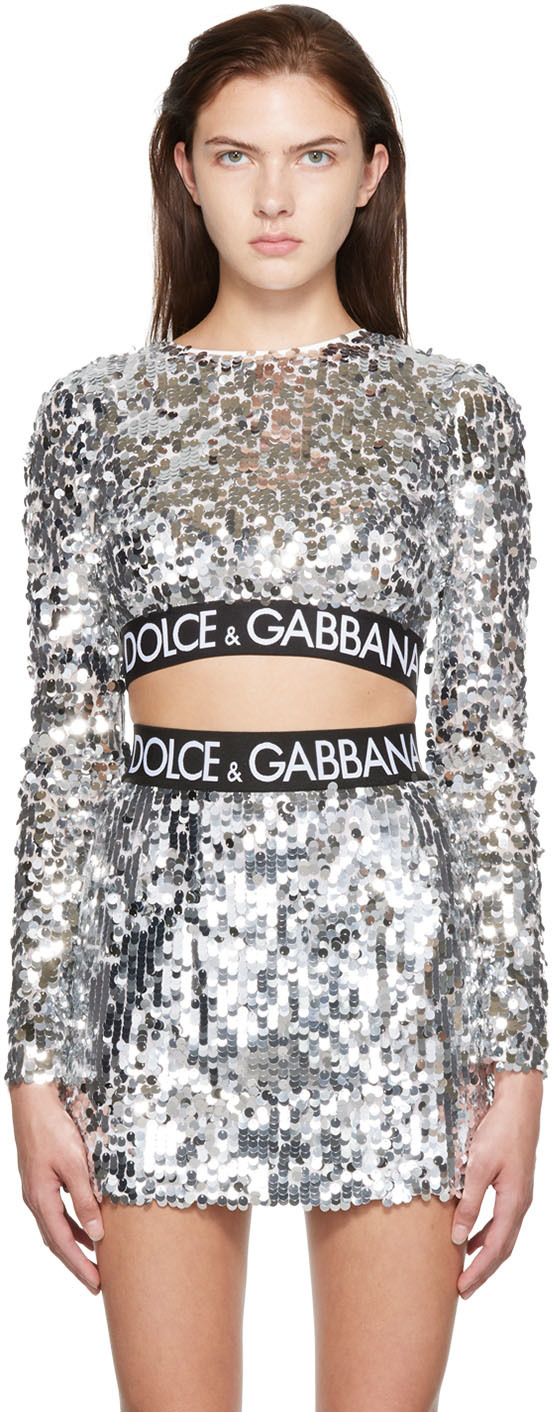 Dolce & Gabbana Silver Sequin T-Shirt