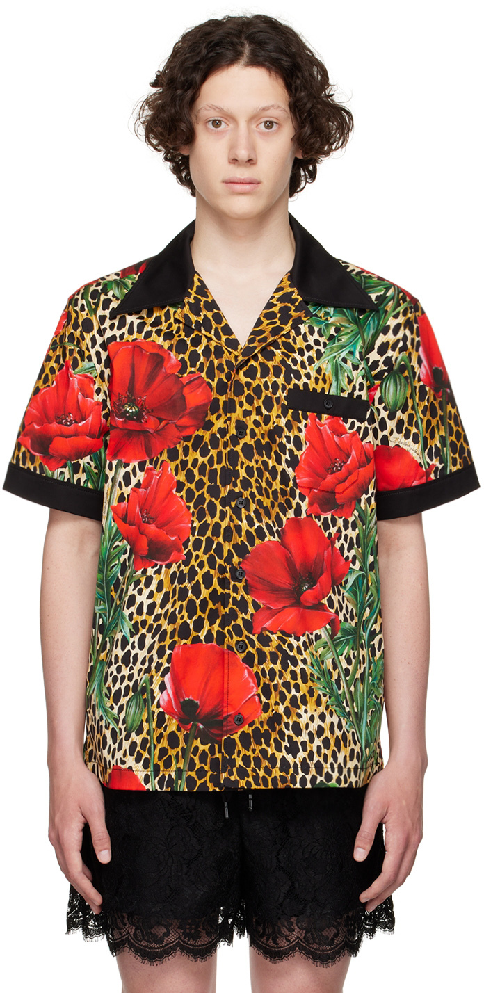Dolce & Gabbana Multicolor Cotton Shirt In Hk3qg Papaveri F.oce