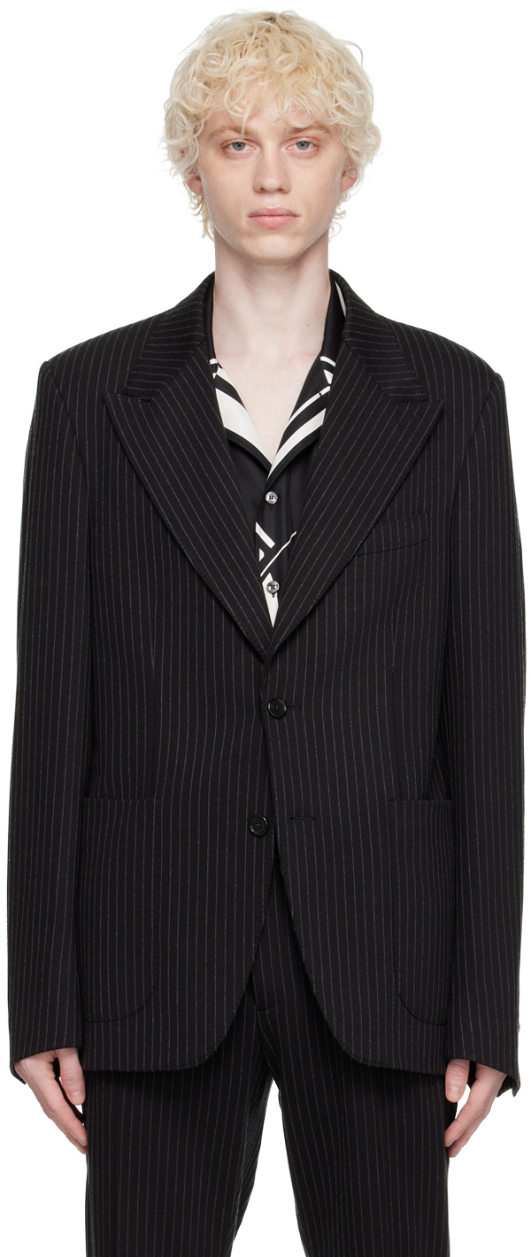 Shop Dolce & Gabbana Black Pinstripe Blazer In S9000 Variante Abbin