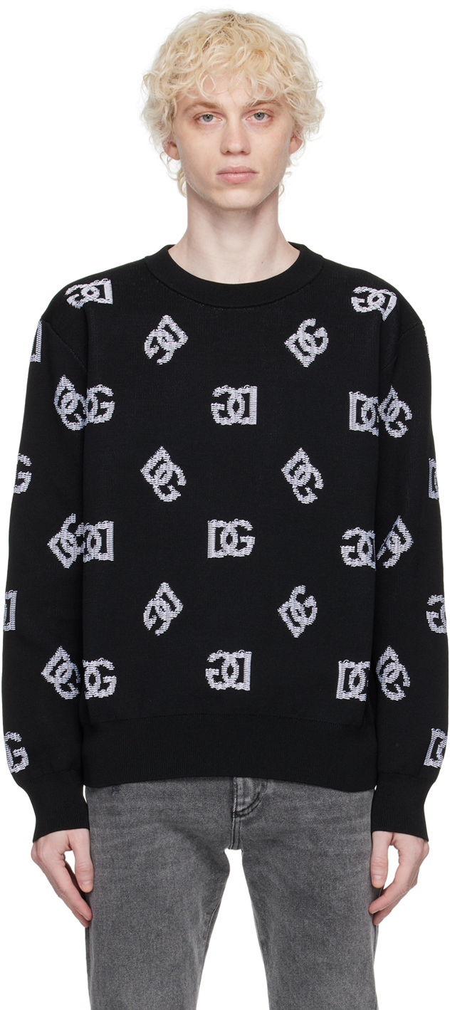 DOLCE & GABBANA BLACK JACQUARD SWEATER