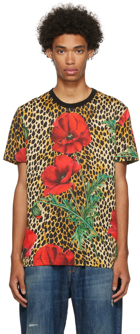 Dolce & Gabbana Orange Poppy Print T-Shirt