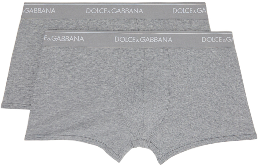 Dolce & Gabbana Cotton Two-pack Grey Boxer Briefs in Grey for Men Mens Clothing Underwear Boxers briefs 