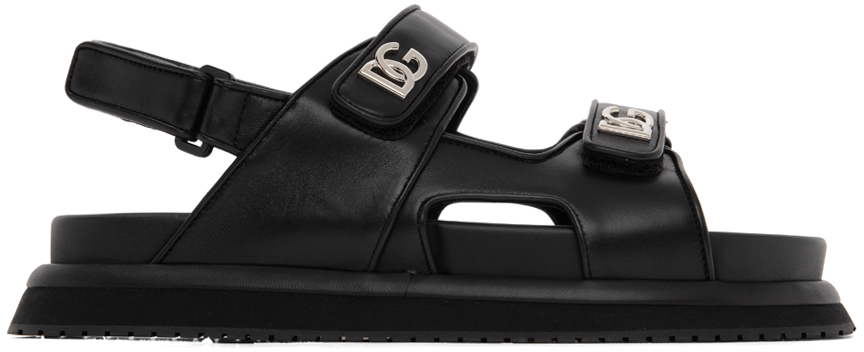 Dolce & Gabbana: Black Nappa Calfskin Sandals | SSENSE