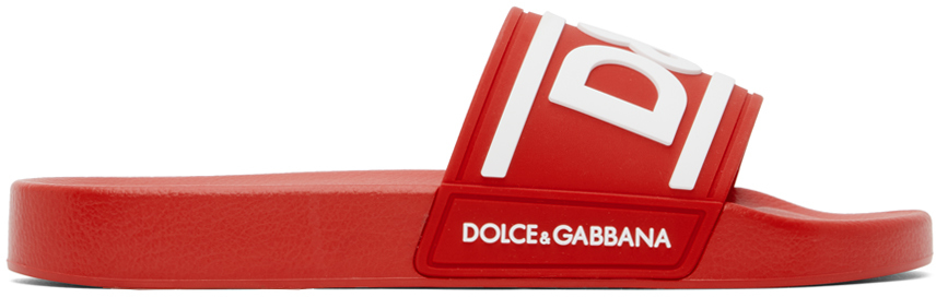 Dolce & Gabbana Red Gomma Slides | Smart Closet