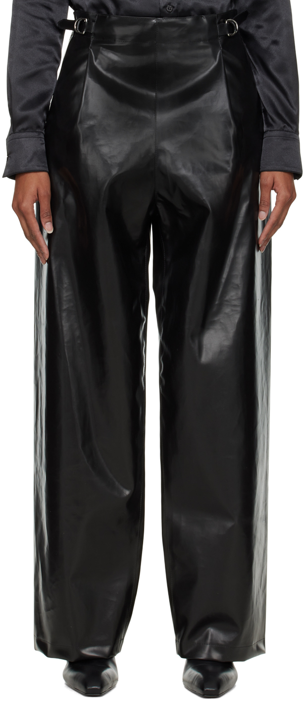 Black Sailor Faux-Leather Trousers