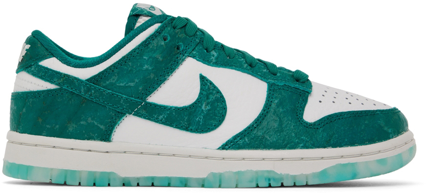 NIKE GREEN & WHITE DUNK LOW SNEAKERS