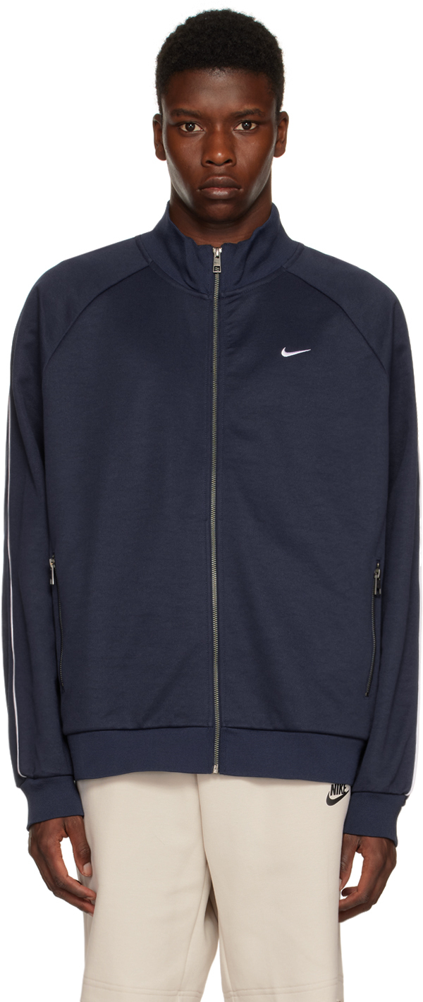 Nike: Navy Track Zip-Up Sweater | SSENSE