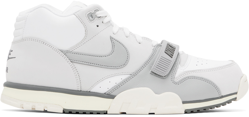 White & Gray Air Trainer 1 Sneakers